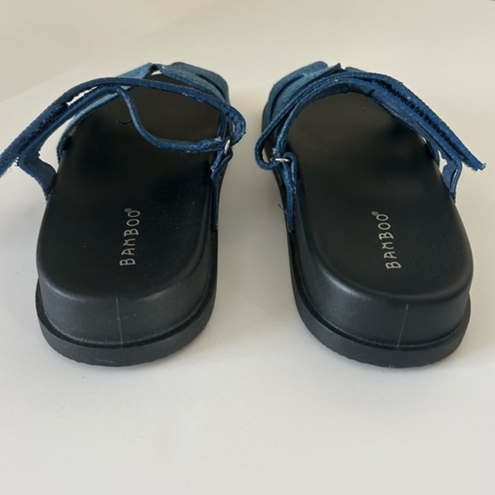 Bamboo Conquer Blue Denim Size 7.5 Cutout Adjustable Strap Sandals - Picture 6 of 9